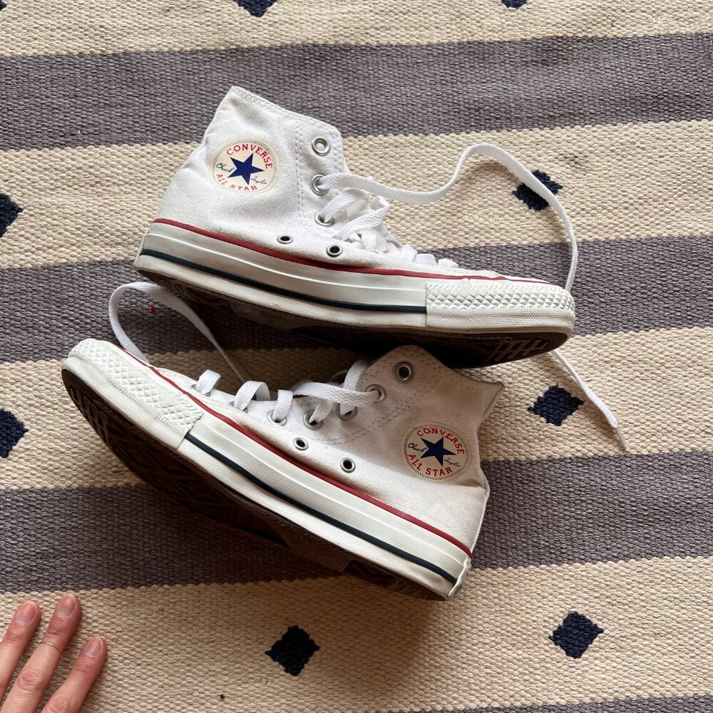 White Converse High Top Sneakers - Women's 6/Men's 4
